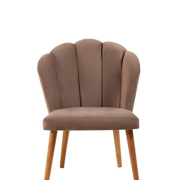 Cadeira Pétala Em Veludo Fendi Com Pés Em Madeira Tauari