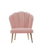 Cadeira Pétala Em Veludo Rosa Com Base Dourada