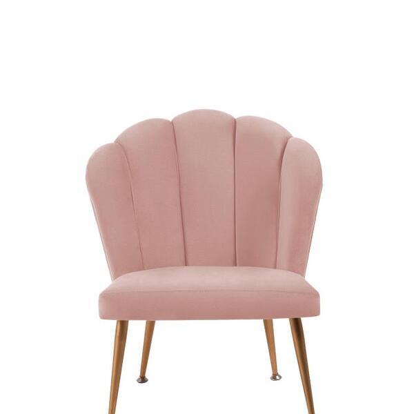 Cadeira Pétala Em Veludo Rosa Com Base Dourada