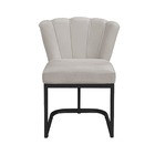 Cadeira Pétala Veludo Bege Com Base De Ferro Preta - Vallisa