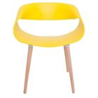 Cadeira Petra Encosto Curvo Sala De Jantar Amarela Pés Madeir