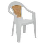 Cadeira Plastica Monobloco Com Bracos Malibu Branca Com Tela