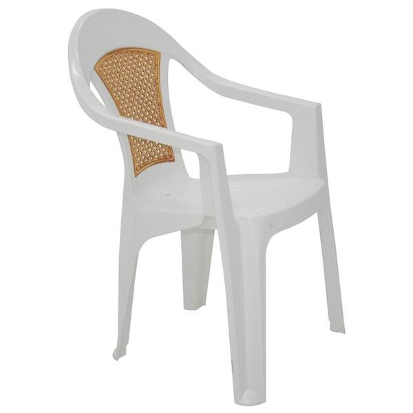 Cadeira Plastica Monobloco Com Bracos Malibu Branca Com Tela