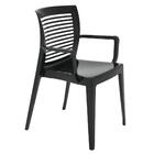 Cadeira Plastica Monobloco Com Bracos Victoria Preta Encosto