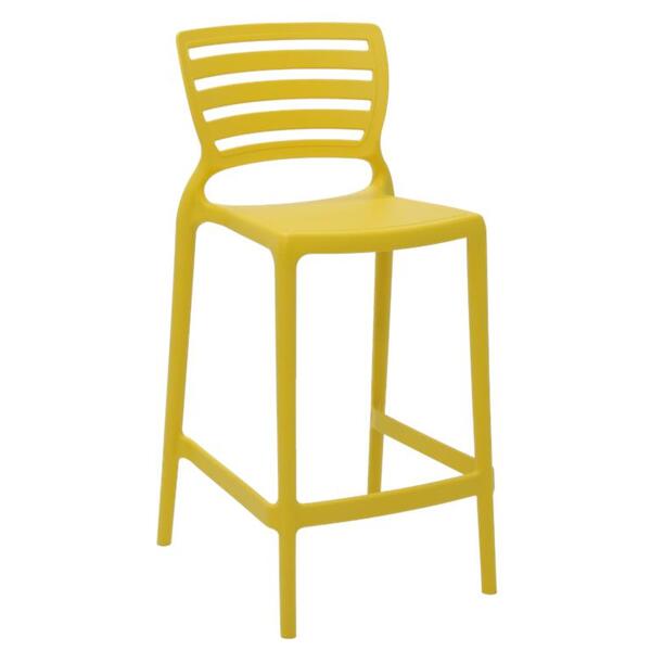 Cadeira Plastica Monobloco Sofia Amarela Encosto Vazado Horiz