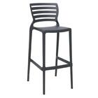 Cadeira Plastica Monobloco Sofia Grafite Encosto Vazado Horiz