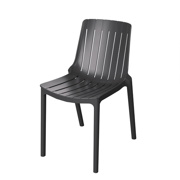 Cadeira para Jardim Plástico sem Braço Ripa Preto 78x40x40cm Forte Plástico