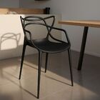 Cadeira Polipropileno Leitura Sala Jardim Preto