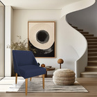 Cadeira Poltona Juliana Suede Azul Marinho Pés Palito Castanh