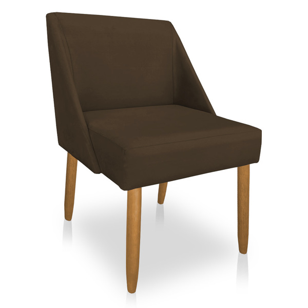 Cadeira Poltona Juliana Suede Marrom Pés Palito Castanho - Pa