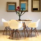 Cadeira Poltrona Charles Eames Eiffel Branca Pés Madeira