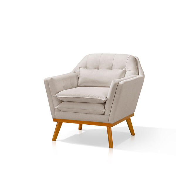 Cadeira Poltrona Confortável Chile Para Sala Em Linho Sofatec