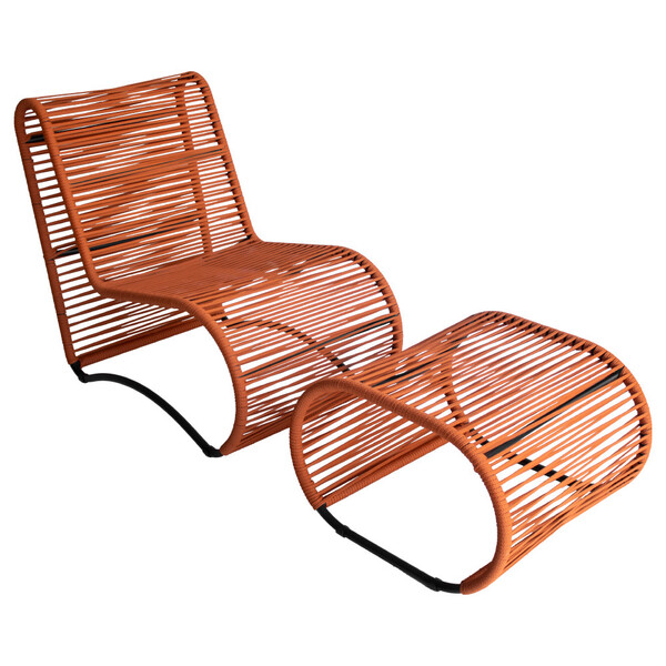 Cadeira Poltrona E Puff Porto Para Área Externa Em Alumínio E