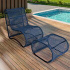 Cadeira Poltrona E Puff Porto Para Área Externa Em Alumínio E