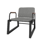 Cadeira Poltrona Em Aço Até 100 Kg Po02 Preto/pu Linho Cinza/