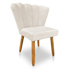 Cadeira Poltrona Flor Veludo Bege Pés Palito Castanho - Palla