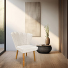 Cadeira Poltrona Flor Veludo Bege Pés Palito Castanho - Palla