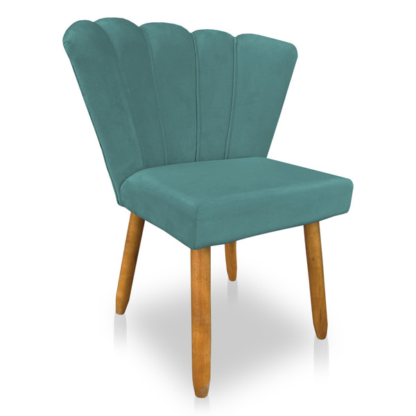 Cadeira Poltrona Flor Veludo Pés Palito Castanho - Pallazio -