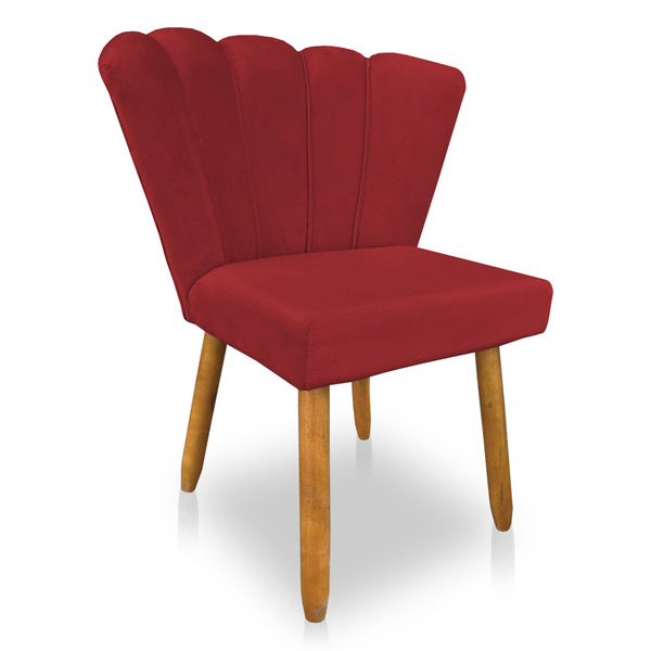 Cadeira Poltrona Flor Veludo Pés Palito Castanho - Pallazio -