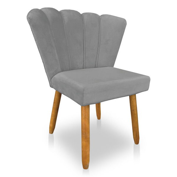 Cadeira Poltrona Flor Veludo Pés Palito Castanho - Pallazio -