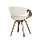 Cadeira Poltrona Giratória Em Madeira Maciça E Linho Nicole C