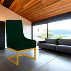 Cadeira Poltrona Para Sala De Jantar Valentina Suede Base Dou