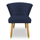 Cadeira Poltrona Vitória Veludo Azul Marinho Matelassê Pés Pa