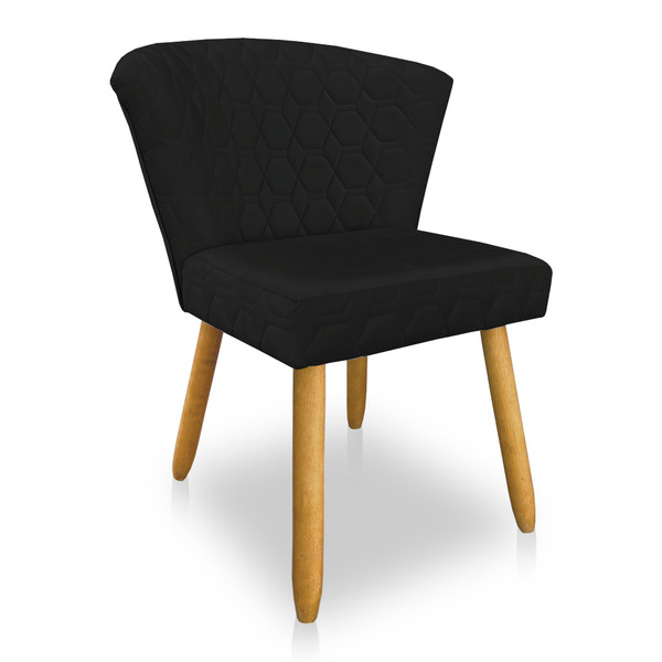 Cadeira Poltrona Vitória Veludo Preto Matelassê Pés Palito Ca