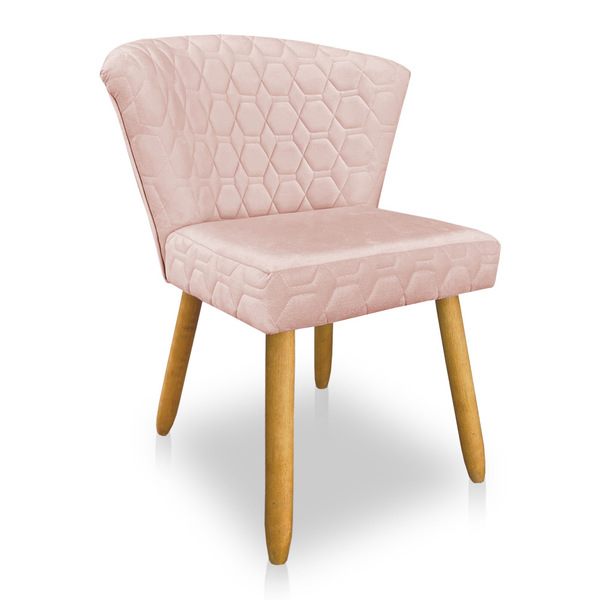 Cadeira Poltrona Vitória Veludo Rosa Bebê Matelassê Pés Palit