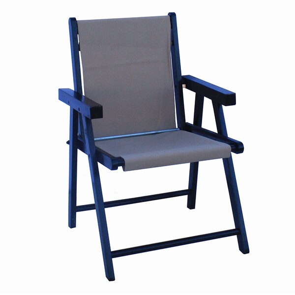 Cadeira Praia Dobrável Em Madeira Black-bege