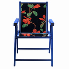 Cadeira Praia Dobrável Em Madeira Black-preto Flores