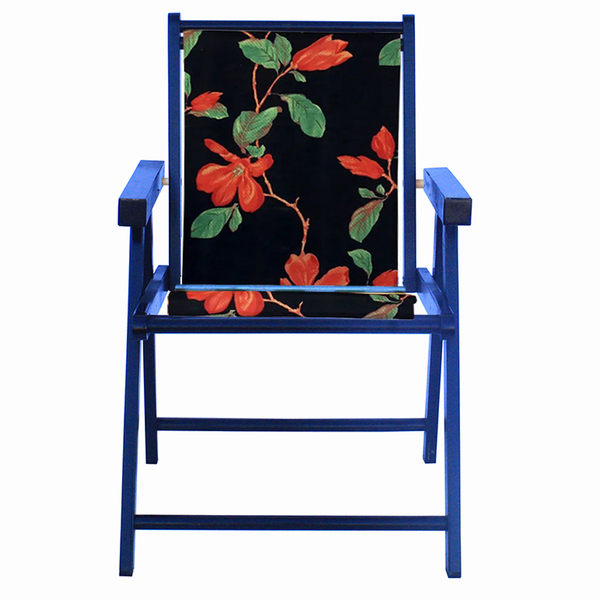 Cadeira Praia Dobrável Em Madeira Black-preto Flores