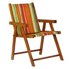 Cadeira Praia Dobrável Em Madeira Envernizada Mel Com Tecido