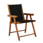Cadeira Praia Dobrável Madeira Envernizada-preto