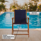 Cadeira Praia Em Madeira Maciça Envernizada Mel Com Tecido -