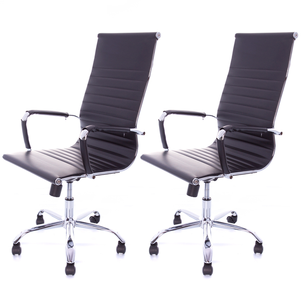 Cadeira Presidente Charles Eames Esteirinha Couro Pu 11p Preto