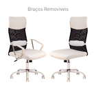 Cadeira Presidente Detroit Giratória Com Apoio Lombar Branca