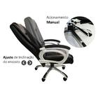 Cadeira Presidente Em Couro Pu Pel-1652 Preta Reclinável Pele