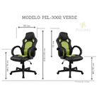 Cadeira Presidente Gamer Em Couro Pu Preta Com Verde Pelegrin