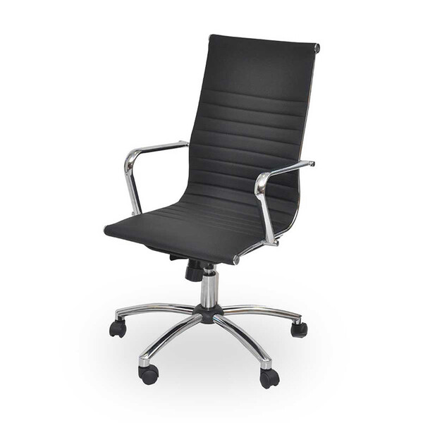 Cadeira Presidente Giratória Em Couro Preta