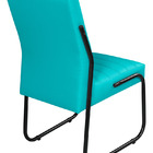 Cadeira Recepção Escritorio Estofada Em Couro Sintetico Azul-