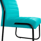 Cadeira Recepção Escritorio Estofada Em Couro Sintetico Azul-