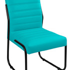 Cadeira Recepção Escritorio Estofada Em Couro Sintetico Azul-