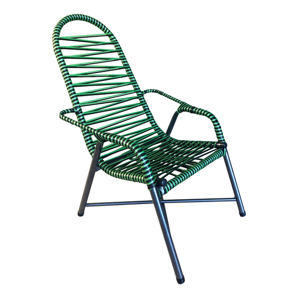 Cadeira Reforçada Adulto Fio Duplo Luxo Verde Limão E Preto