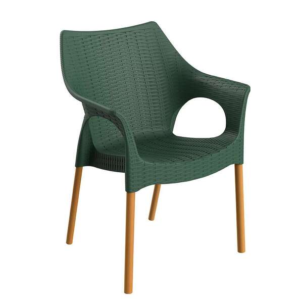 Cadeira Relic Com Braço Verde Alecrim E Madeira