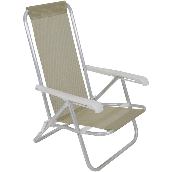 Cadeira de Alumínio Retrátil 4 Posições 85x54cmx66cm Taupe Bel Fix
