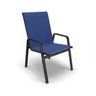 Cadeira Riviera Piscina Praia Alumínio Preto Tela Azul