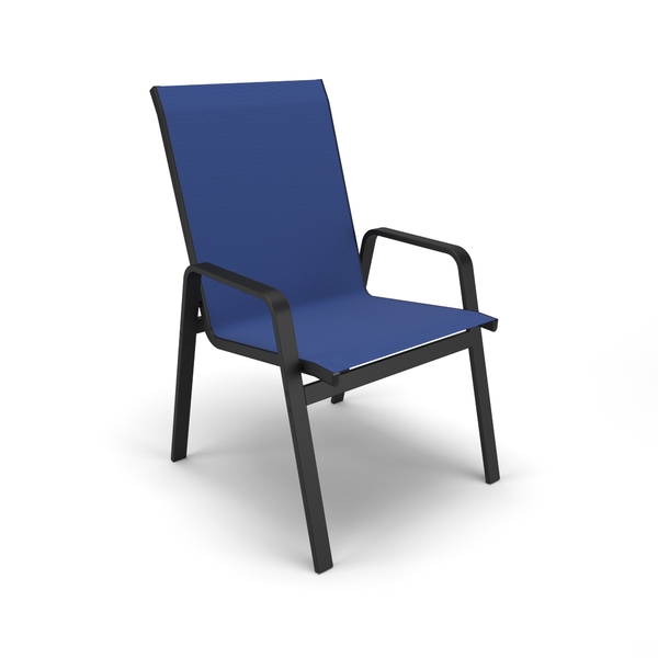 Cadeira Riviera Piscina Praia Alumínio Preto Tela Azul