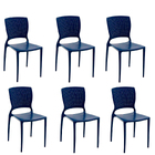 Cadeira Safira Azul Yale Polipropileno E Fibra De Vidro 6un -