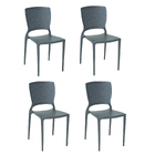 Cadeira Safira Grafite Polipropileno E Fibra De Vidro 4un - T